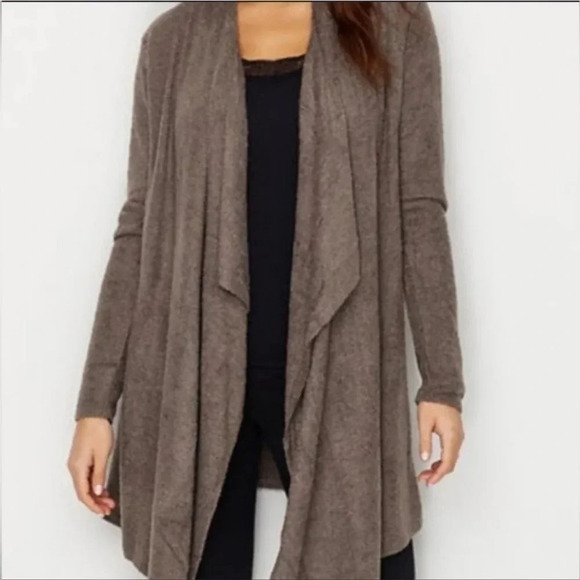 Barefoot Dreams Sweaters - Barefoot Dreams CozyChic Lite Island Wrap Drape‎ Cardigan Sweater Brown XXS/XS